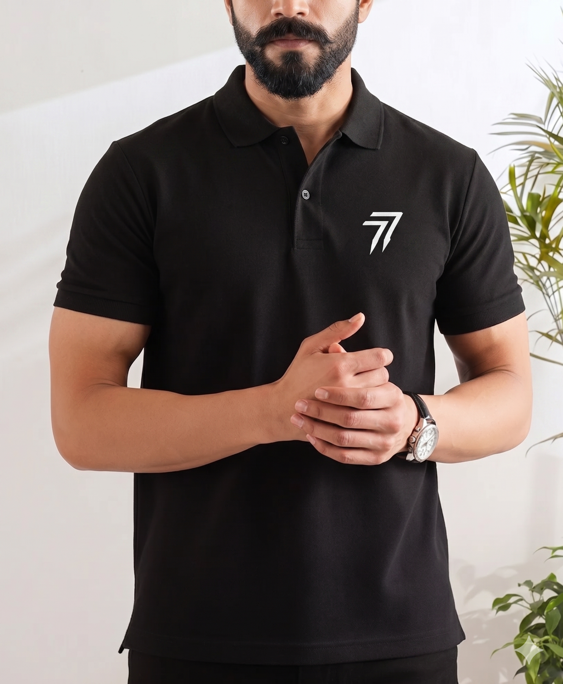 77 Essential Black polo