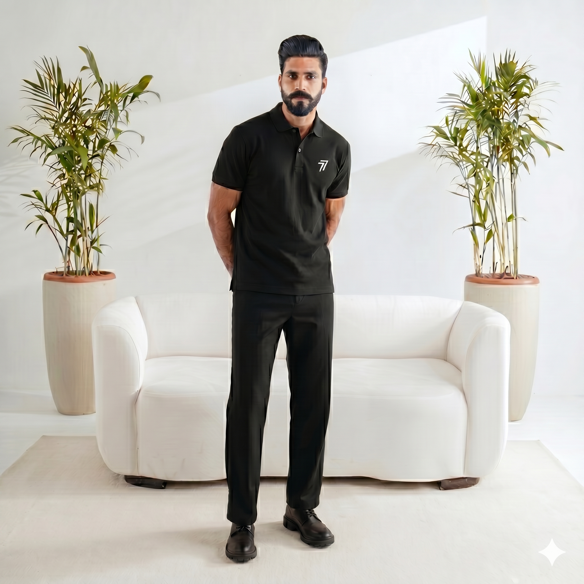 77 Essential Black polo