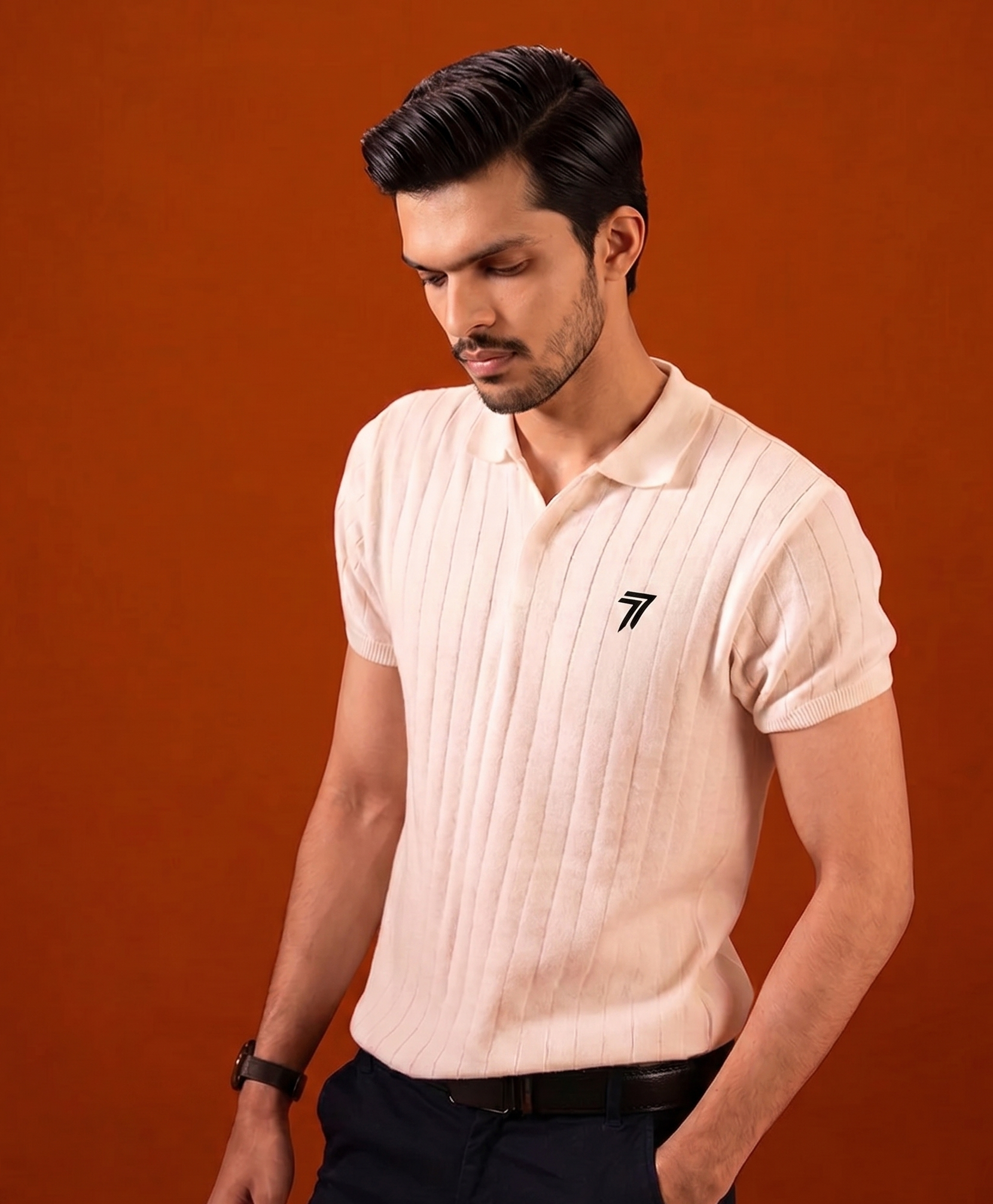White Knitted POLO