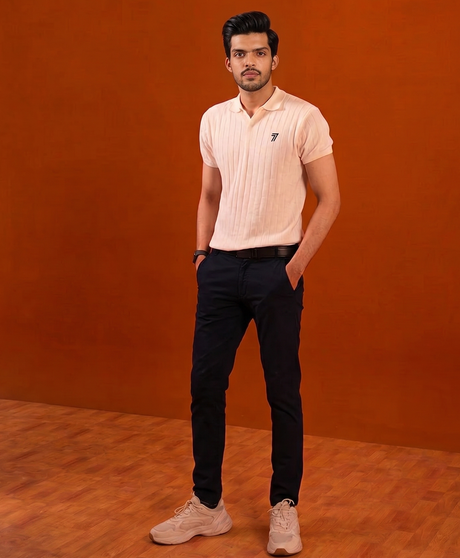 White Knitted POLO