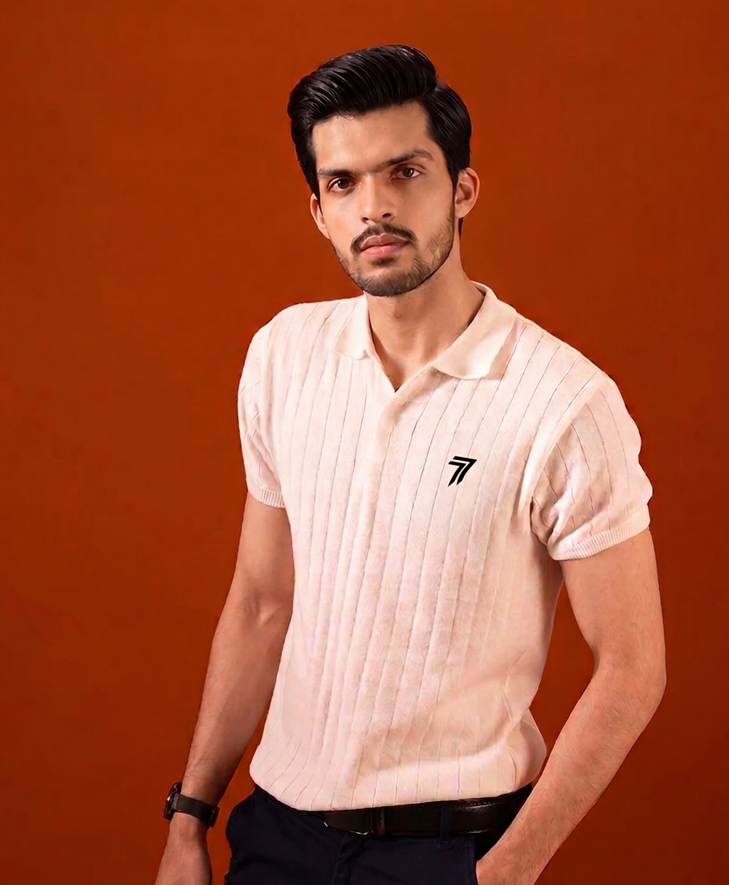 White Knitted POLO