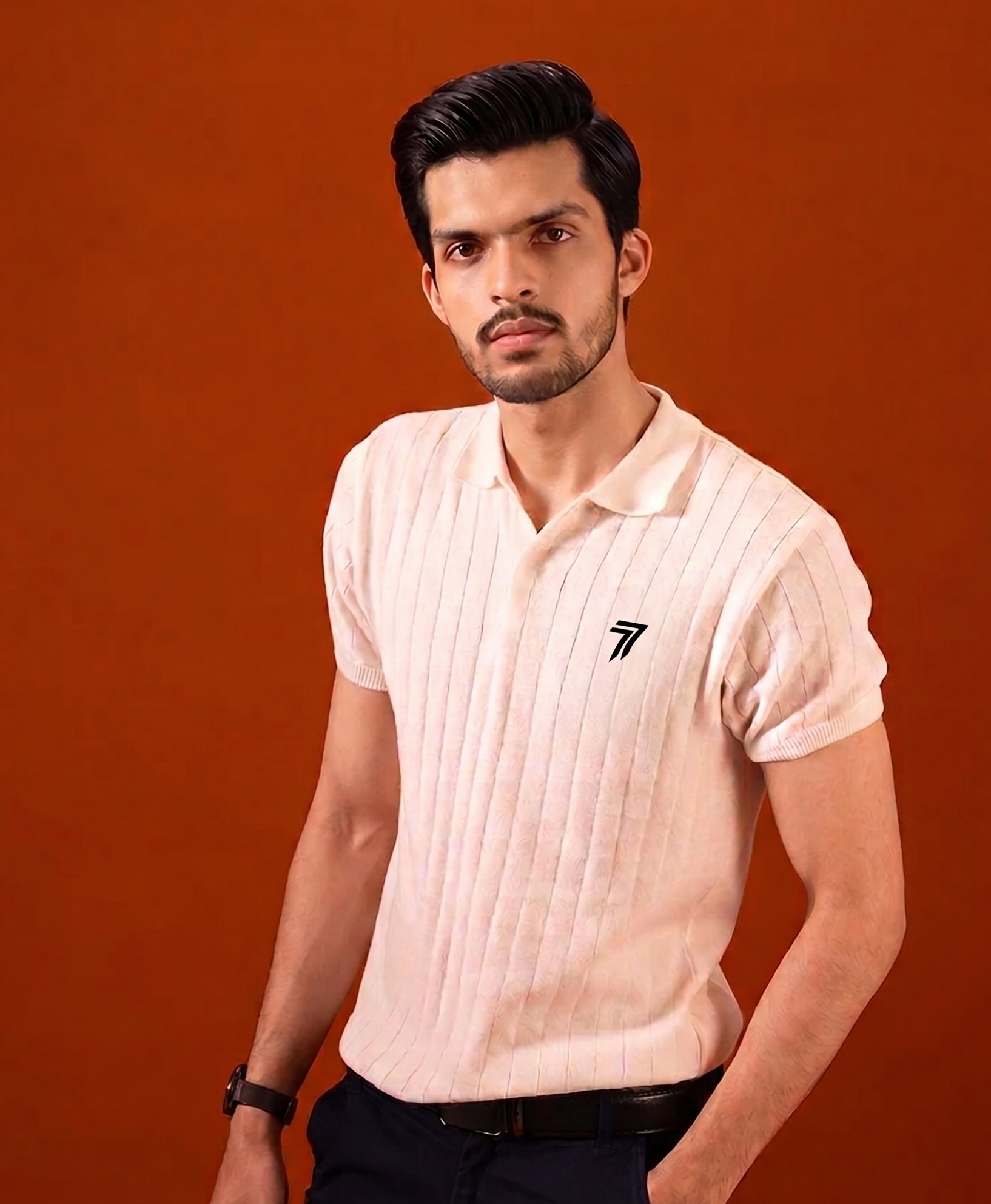 White Knitted POLO